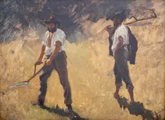 Eduard Schleich, La cosit, ulei pe carton