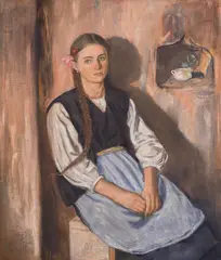 Vasil Stoilov, The Pink Rose (Girl from the village of German), 1940, oil paint on plywood
