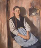 Vasil Stoilov, The Pink Rose (Girl from the village of German), 1940, oil paint on plywood