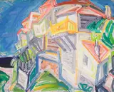 Atanas Patsev, Houses in Sozopol, 1976, oil on canvas