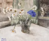 Vasilka Genadieva, Daisies and violets, 1933, oil on canvas