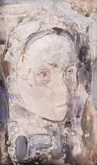 Svetlin Rusev, Madonna in white, around 2000, oil on canvas laid on cardboard