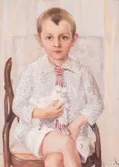 Vasil Marinov, The boy with the llama, the '40s, oil on canvas