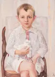 Vasil Marinov, The boy with the llama, the '40s, oil on canvas