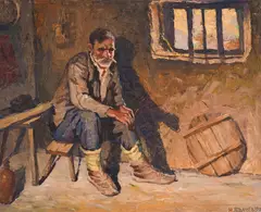 Rest by Nikola Valchev, 1937, oil on canvas, sold Apr 2024