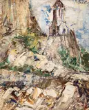 Ivan Hristov, The Church in Melnik, 1934, oil on cardboard