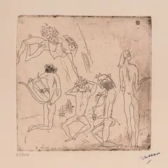 Bachus by Jules Pascin, etching, sold Apr 2024