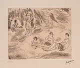 Jules Pascin, Afternoon in Central Park, etching