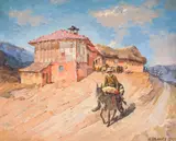 Nikola Valchev, The road back from the sheepfold, 1945, oil on canvas