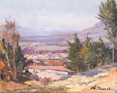 Ivan Trichkov, A view over Lake Pancharevo, the '40s, oil on canvas