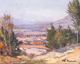 Ivan Trichkov, A view over Lake Pancharevo, the '40s, oil on canvas