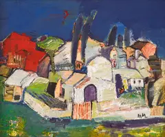 Ilya Milkov, Night in Oryahovo, oil on canvas