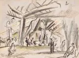 Jules Pascin, Souk scene, watercolor, ink and charcoal on paper