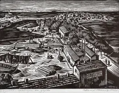 Evtim Tomov, Sozopol, 1962, woodcut