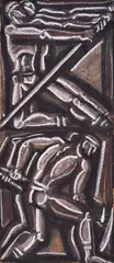 Working day by Atanas Yaranov, the '70s, tempera and crayon on paper, sold Apr 2024