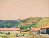 Farm at Govedartsi by Naum Hadjimladenov, 1952, watercolour on paper, sold Apr 2024