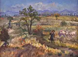 Dora Kuncheva, On the field, oil on canvas laid on cardboard