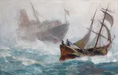 Manevre în larg by Dimitrie Știubei, 1928, ulei pe pânză, sold Mar 2024