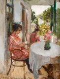 Nicolae Vermont, Lectură (Micuța Zoe pe verandă), anii '20, ulei pe lemn