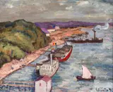 Dumitru Ghiață, Port pe Dunăre, ulei pe pânză