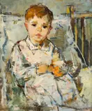Teodor Harșia, Todi cu portocală (Fiul artistului), 1960, ulei pe pânză