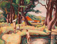 La scăldat by Camil Ressu, 1924-1926, ulei pe pânză, sold Mar 2024