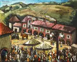 M. H. Maxy, Sărbătoare în Valea Jiului, 1945, ulei pe pânză
