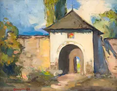 Aurel Băeșu, Intrarea la mănăstire, 1918, ulei pe pânză