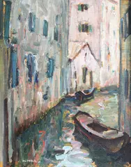 Veneția by Samuel Mützner, 1928, ulei pe placaj, sold Mar 2024