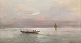 Eugen Voinescu, Înserare (Pescari în larg), ulei pe carton