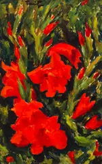 Gladiole by Nicolae Tonitza, mijlocul anilor '30, ulei pe carton, sold Mar 2024