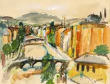 Lucian Grigorescu, Vedere din Sarajevo, acuarelă și guașă pe hârtie