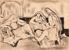 Odalisce la cafenea by Iosif Iser, acvaforte și gravură cu acul, sold Mar 2024