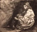 Nicolae Vermont, Așteptare, 1923, acvaforte și gravură cu acul