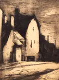 Gheorghe Petrașcu, Case în Bretania, 1939, acvaforte și gravură cu acul