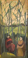 Personaje by Paul Ackerman, anii '40, ulei pe pânză, sold Mar 2024