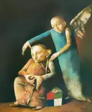 Le toucher de l'ange by Georges Mazilu, 2023, acrilic pe pânză, sold Mar 2024
