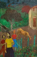 Grégoire Michonze, Fermă, 1969, ulei pe lemn