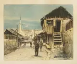 Tomislav Krizman, Sarajevo, cca. 1907., colored copperplate on paper