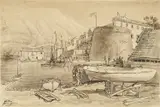Tomislav Krizman, Old Town Korcula, 1940.-1950., ink and washed ink on paper