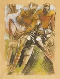 Milivoj Uzelac, Rugby Players (The Joys of Sport), cca. 1932., color lithography and pastel on paper