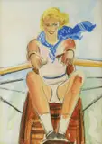 Milivoj Uzelac, Rower Woman, 1930-ih, gouache and charcoal on paper