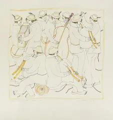 Ivan Lacković Croata, Musicians, lithography and watercolor on paper