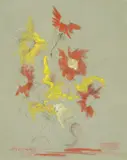 Antun Motika, Flowers in a Vase, gouache and pencil on paper