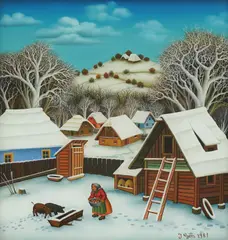 Ivan Generalić, Lunch Time, 1981., oil on glass