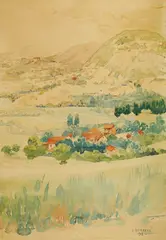 Oton Iveković, View of Zagorje, 1918., watercolor on paper
