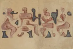 Conversation by Dušan Džamonja, 1954., oil on paper, offered Mar 2024