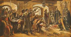 Oton Iveković, Long Live the King (study), 1911., ink wash, diluted ink and gouache on cardboard