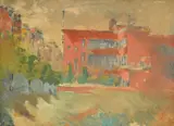 Zlatko Šulentić, Red Building, oil on canvas