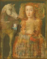 Mersad Berber, Horse and Girl, oil on canvas